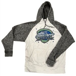 AAU Junior Olympic Games Gray and White Hoodie Sweatshirt Meduim